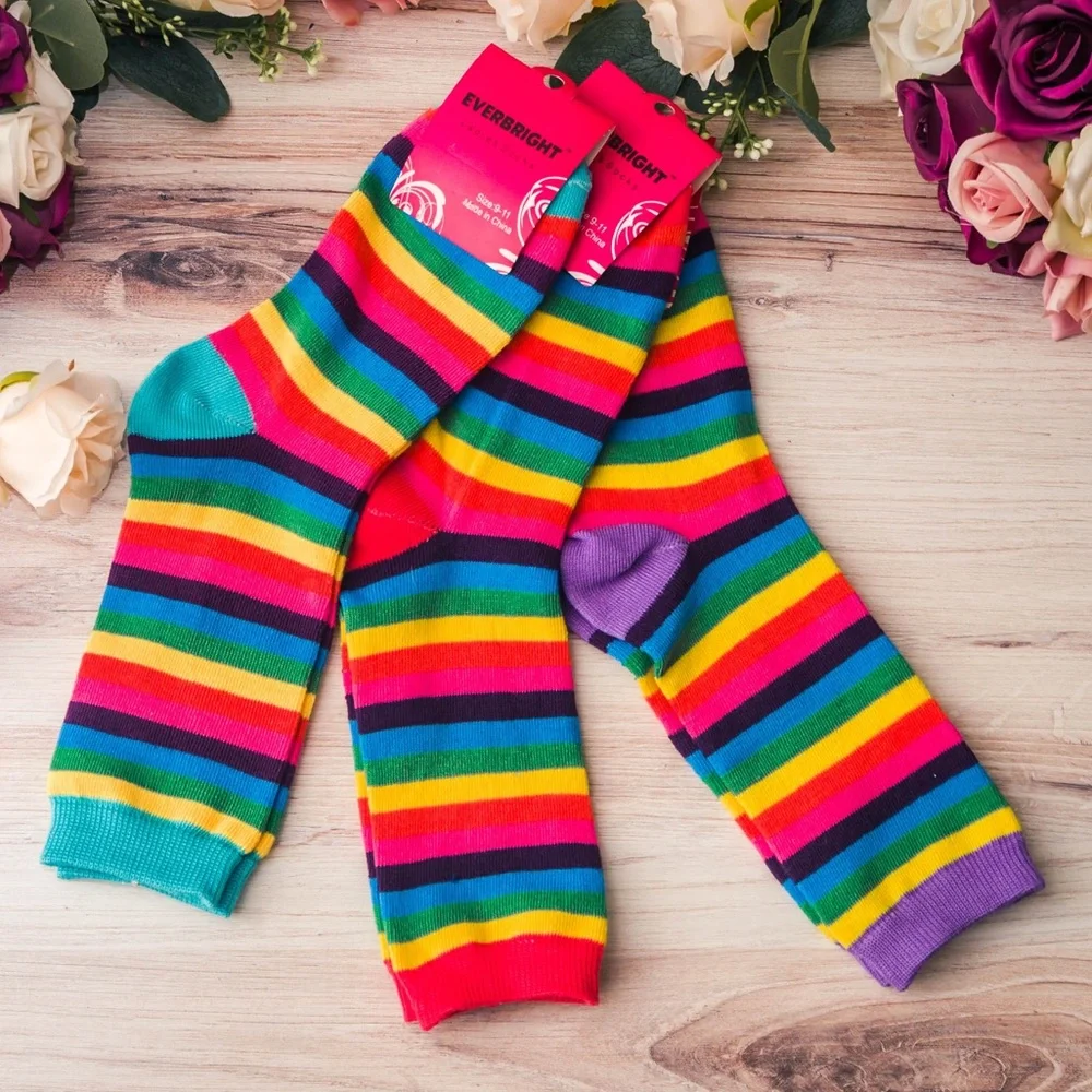 3 Pairs - Rainbow LGBT Pride Crew Socks - One Size
